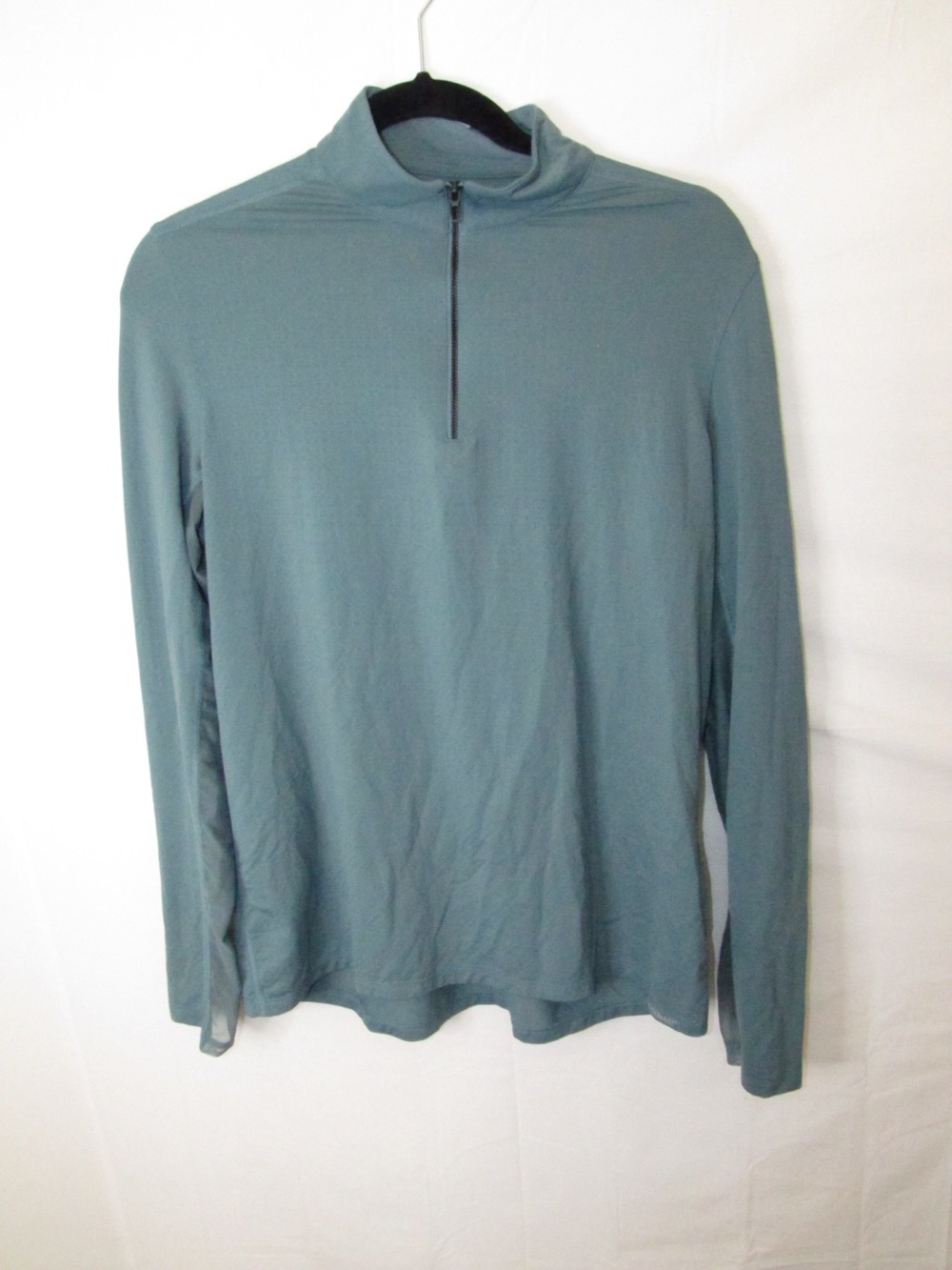 Women's Long-Sleeve Quarter-Zip Top in Teal Blue
